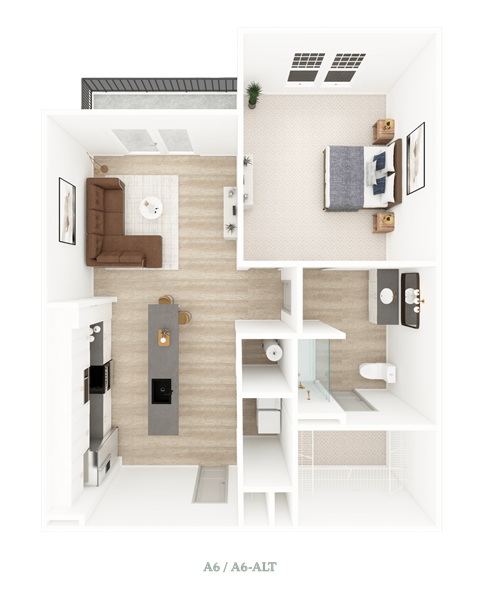 Floor plan for 1 bed, 1 bath, 812 sqft